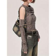 Women Fashion Wasteland-Style Sleeveless Vest With Hooded Arm Sleeves Thermal Underwear For Winter Warmth And Comfort - Dark Gray - View 2