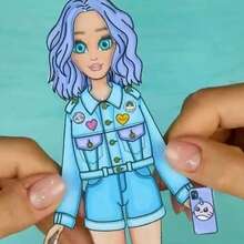 女孩手工玩具夏季衣橱晾衣架，折叠短袖换装游戏套装，安静书夏季主题服装搭配互动机制防晒角色扮演玩具套装 - 彩色 - 查看 2