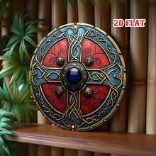 2D Plane - A 2D Plane Knot Symbol, Size.8 X.8inch, Featuring Ancient. This Round Aluminum Emblem Resembles A Shield And Can Be Used As A Protective Badge. It Is A Rustic-Style Metal Wall Decoration Suitable Home Decor And Garages. - 1pc - 查看 5