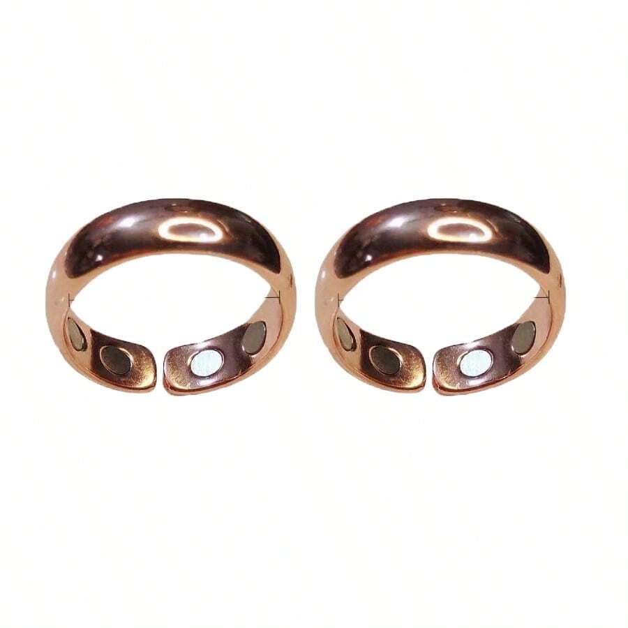 2pcs Unisex Anti-Snoring Rings - Adjustable Magnetic Therapy Rings, Reusable, No Battery Required, Sleep Aid - Rose Gold - View 1