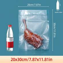 100 piezas/500 piezas Bolsas de vacío para alimentos transparentes con relieve, hechas de material de PE y nailon, adecuadas para uso doméstico y comercial, bolsas de conservación de alimentos transpirables para carne, mariscos, granos, frutos secos, frutas, frutas deshidratadas, medicamentos y talla grande, almacenamiento hermético para la cocina - Claro - Ver 18