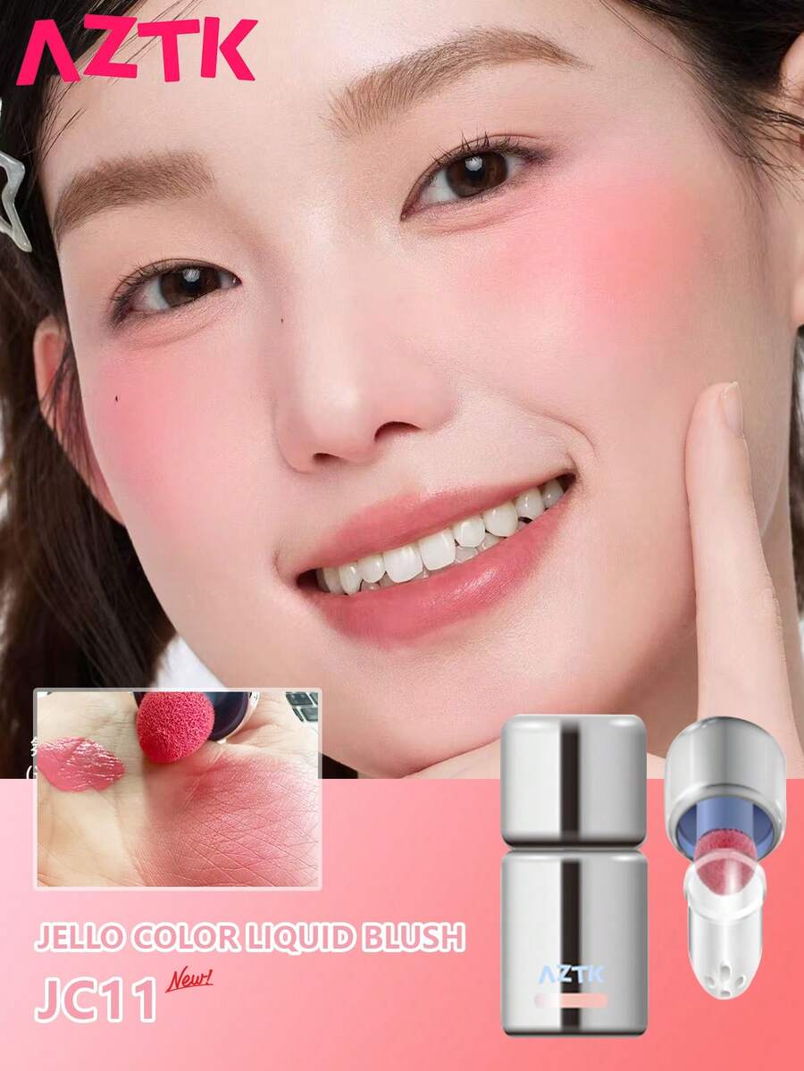 AZTK Rubor líquido mate, acabado radiante natural, rubor transparente estilo japonés - JC11 - Ver 1