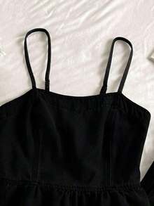 Conjunto de camisola de mezclilla casual y pantalones de pierna ancha para mujer - Negro - Ver 5