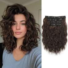 Extensiones de cabello rizado corto de 12 pulgadas, set de 4 piezas, adecuadas para uso diario para añadir volumen - Multicolor - Ver 14
