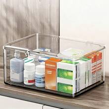 1pc Large Capacity Flip-Top Makeup Storage Box, Transparent Desktop Organizer, Flip-Cover Dust-Proof Storage Container. Mini Home Medicine Cabinet, Multi-Purpose Makeup, Face Mask, Stationery And Miscellaneous Items Storage Container, Suitable For Jewelry, Cosmetics, Medicines And Stationery | Multi-Functional Transparent Container - Clear - View 4