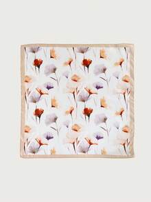 1 pieza Pañuelo casual de poliéster con estampado floral, accesorio decorativo versátil para todas las estaciones - 1# Caqui claro - Ver 3
