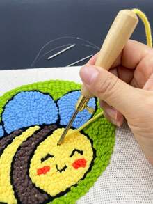 Wooden Handle Punch Embroidery Needle Set, 1 Set With 3 Interchangeable Needle Heads, Suitable For Different Thickness Of Embroidery Thread, Knitted, Cotton Thread, Perfect For Punch Embroidery, Russian Punch Embroidery, Applique Embroidery, Carpet Punch Embroidery And Other Handicrafts - The 3-head Puncture Needle Is Replaceable. - View 1