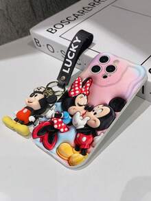 This Disney Mickey Mouse Lanyard Phone Case Is Fully Covered In TPU Material. It's Shockproof, Lightweight, And Compatible With IPhone17/16/11/13/15/15 Plus/15 Pro/15 Pro Max/12/14 Pro Max/11 Pro Max/12 Pro/12 Pro Max/13. This Phone Case Makes A Popular Birthday Gift Or Business Gift; It's Durable, Stain- And Fingerprint Resistant, And Suitable For Both Men And Women. The Set Also Includes A Mickey Mouse Phone Case And A Mickey Mouse Plush Bracelet. It's A Perfect Gift For Friends And Family. This Stylish Phone Case Is Fun, Lightweight, And Durable. IPhone17 Pro Max Phone Case, Minnie Mouse Phone Case. - trắng - Xem 5