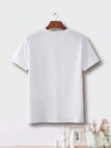 1pscCamiseta informal para hombre con estampado de club de fútbol mundial - top informal de manga corta y cuello redondo, adecuado para usar al aire libre, cómoda camiseta de manga corta y cuello redondo, ropa de primavera y verano, adecuada para cualquier ocasión, color liso, informal, adecuada para viajes y uso diario. 100% algodón - Blanco - Ver 2