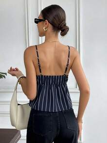 Camiseta de tirantes casual con estampado de lunares para mujer - azul real - Ver 3