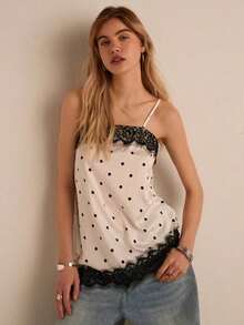 Top de tirantes negro minimalista de unicolor para mujer - Albaricoque - Ver 3