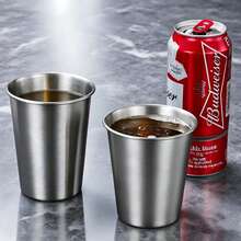1/3 Piece Stainless Steel Mug - Single-Layer Metal Beer Mug Suitable For Camping And Outdoors - Durable Drinking Cup For Juices, Lemonade, Milk Tea, And Soft Drinks - Restaurant Buffet Commercial Use - Silver - View 2