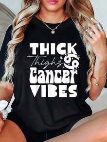 Altamente recomendado: Camiseta divertida de cumpleaños con temática del zodiaco y " Cancer Vibes", fácil de combinar. - Negro - Ver 1