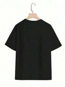 1 Piece Of Women's T-Shirt "IT IS WELL WITH MY SOUL", Thick Fabric Christmas T-Shirt For Women (1 Piece), 180g, 100% Soft Cotton. - 黑色 - 查看 2