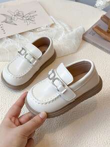 1 paire de nouvelles mocassins beige mode pour enfants, chaussures décontractées à semelle souple antidérapante, style britannique élégant convenant aux garçons et aux filles, pour le printemps/l'automne, l'école et les sorties - Beige - Voir 5