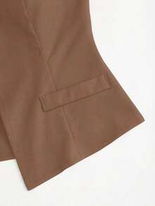 Sweetro Conjunto a juego de chaleco negro de una hilera y pantalones de pierna ancha con fruncidos - Marrón - Ver 5