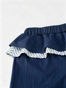 Tween Girls' Casual Striped Ruffle Trim Pants - Royal Blue - View 5