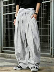 Pantalones casuales para hombre para exteriores, estilo minimalista, diseño unisex, adecuados para primavera y otoño - Gris Claro - Ver 1