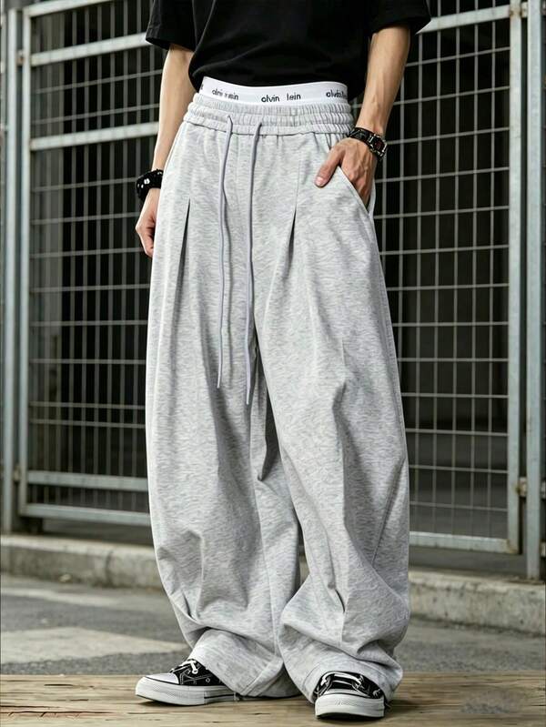 Men's Casual Outdoor Pants, Minimalist Style, Unisex Design, Suitable For Spring And Autumn