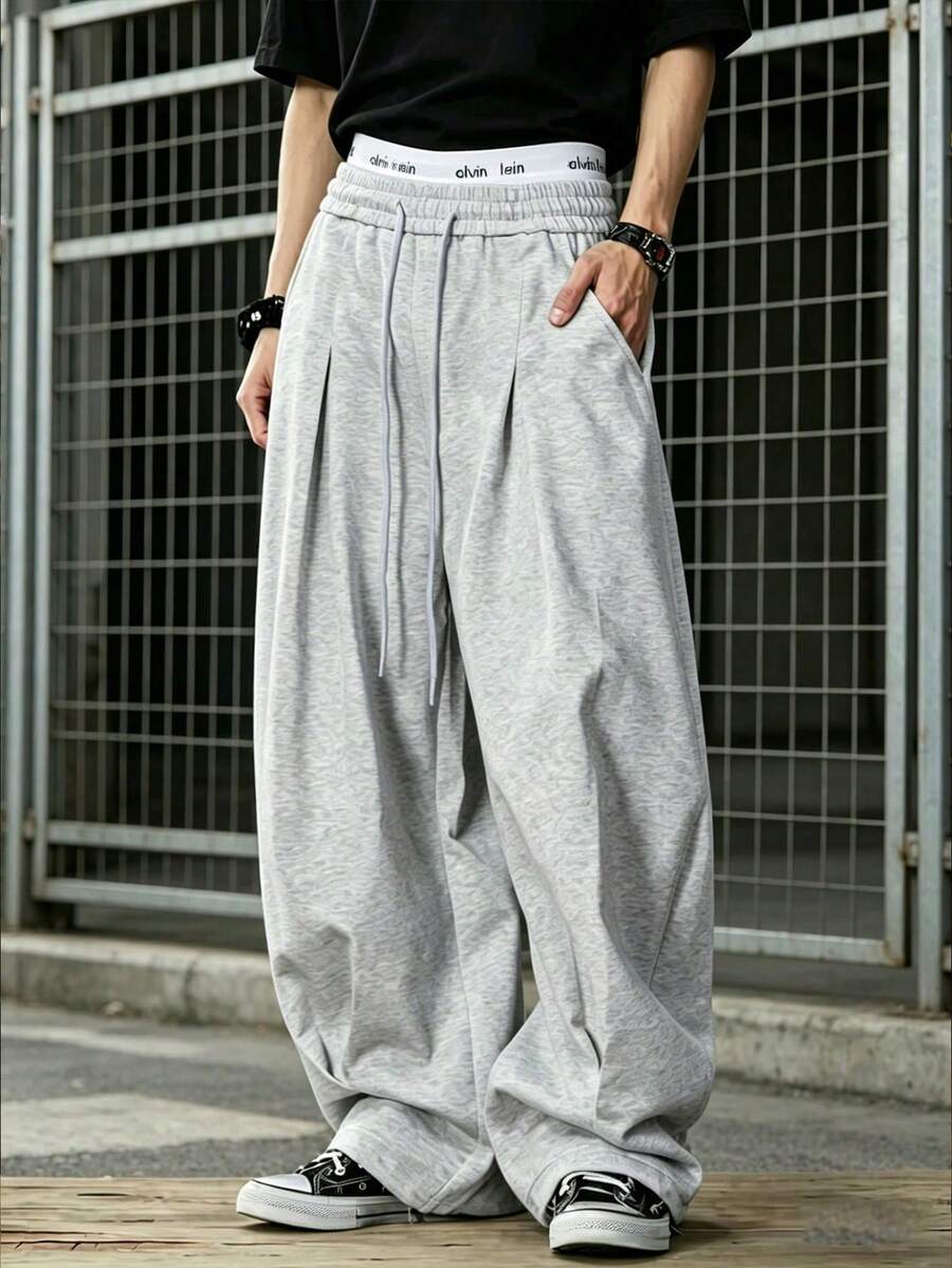Pantalones casuales para hombre para exteriores, estilo minimalista, diseño unisex, adecuados para primavera y otoño - Gris Claro - Ver 1