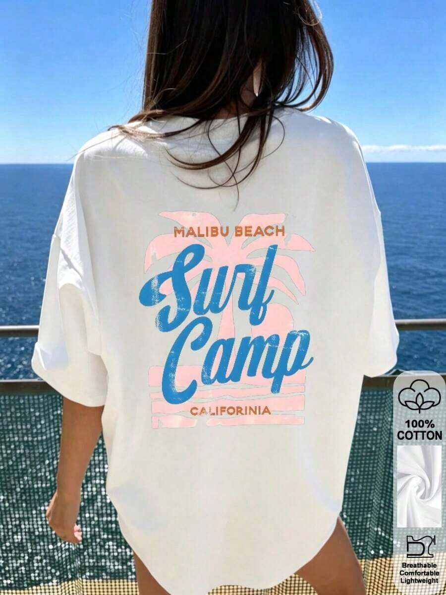 Camiseta Oversize para Mujer con Estampado de Limones, Cuello Redondo, Manga Corta, Diseño Casual - Negro - Ver 1