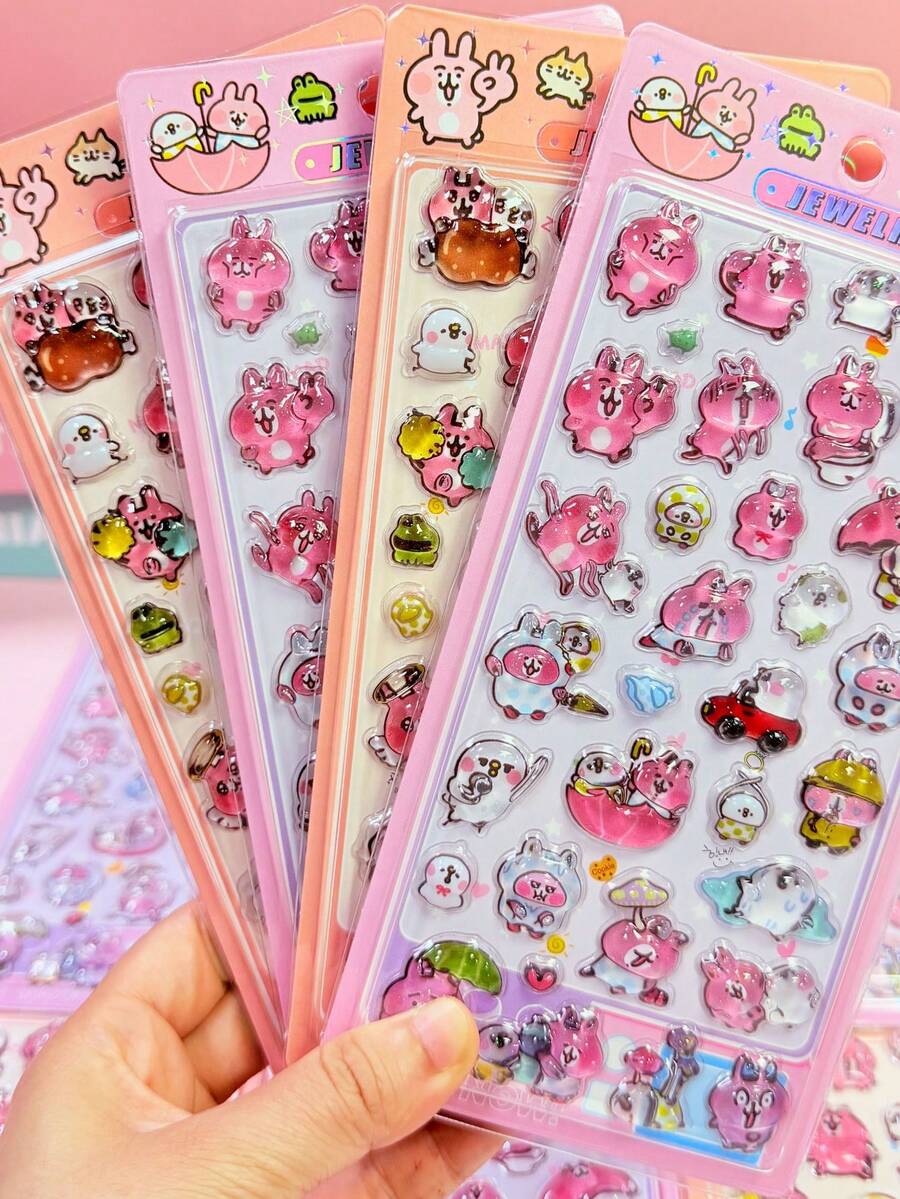Pegatinas de gemas brillantes, estilo 3D transparente. Adecuado para uso decorativo. Estas pegatinas son brillantes y encantadoras, perfectas para decorar cuadernos y fundas de teléfonos. (Palabras clave: Pegatinas, libro de pegatinas, lindo, pegatinas con gotas de bolas esponjosas, gatito, foca, pegatinas con gotas de caramelo, libro de pegatinas, gatos, suave y lindo) - Multicolor - Ver 1