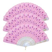 3Pcs D EXCEED Handheld Floral Folding Fans For Women, Chinese Japanese Charming Elegant Vintage Retro Style For Birthday Dancing Cosplay Wedding And Events - Sequins - View 27