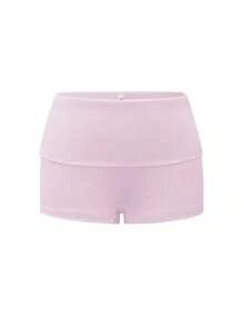cortos de mujer Vaiaye de unicolor, ajuste delgado, cintura baja, mini shorts, estilo minimalista, adecuados para verano, playa bohemia, fiesta y uso diario - Rosa - Ver 3