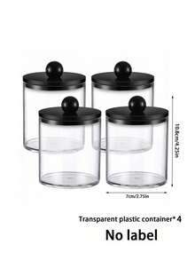 1/2/4 Packs 10 Oz Clear Plastic Swab Storage Jars, Small Apothecary-Style Bathroom Containers For Countertop Organization, Vanity Storage And Bathroom Decor - View 10