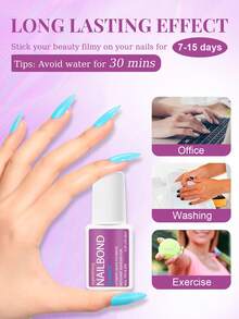 Dueloit 2pcs/3pcs/5pcs/10pcs Super Strong Brush-On Nail Glue, Suitable For Acrylic Nails, Nail Tips And Adhesive False Nails (8ml), Used For Attaching False Nails, Repairing Broken Nails, Acrylic Nail Glue Adhesive Gel - 無色 - 查看 3
