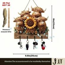 1pc Colorful Wooden House Shaped Key Holder Rack, Flat Design Decor For Living Room, Entryway, Office, Hotel, Practical Key Hook And Home Decor - Multicolor - View 3