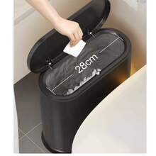 2026 New Narrow Slit Bathroom Trash Can With Lid, Toilet Paper Holder For Home Bathroom - Black Trash Can - View 3