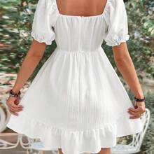 Casual - Modern Casual Romantic-Floral Dress - Blanco - Ver 3