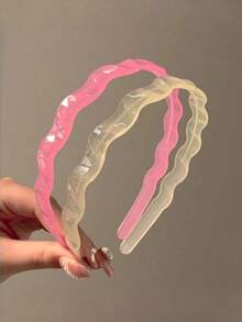 5pcs/2pcs/1pc Candy Color Acrylic Wavy Headbands, Non-Slip Teeth Hairbands, Minimalist Hair Accessories For Daily Use - Multicolor - View 10
