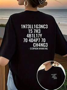 Camiseta de Mujer con Diseño de Código Binario y Tecnología - Humor de Programación en Ciencias de la Computación con Estampado Frontal/Trasero, Top Casual de Manga Corta con Cuello Redondo para Eventos de Codificación y Ropa Casual, Lavable a Máquina, Regalo Geek para Programadores, Patrón de Arte Digital y Tecnología, Ropa de Primavera/Verano/Otoño, Corte Relajado, Tela de Elasticidad Media, Diseño Temático de Codificación en la Parte Delantera y Trasera, Camiseta Y2k - Blanco - Ver 10