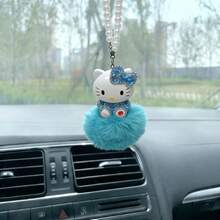 1 chiếc phụ kiện trang trí xe hơi Sanrio, móc khóa Hello Kitty dễ thương, mặt dây chuyền Hello Kitty đính đá lấp lánh gắn gương xe - Quà tặng ngày lễ cho nữ - Phụ kiện trang trí xe hơi Hello Kitty - Nhiều màu - Xem 3