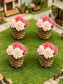 1pc Small Potted Plant Model Accessory, Mini Decorative Flower Pot, Miniature Scene Accessory, Architectural Model Decor, Miniature Scene Accessory, Model Photography Prop, Small Potted Plant, Gardening Gift, Home Decor - K - View 8
