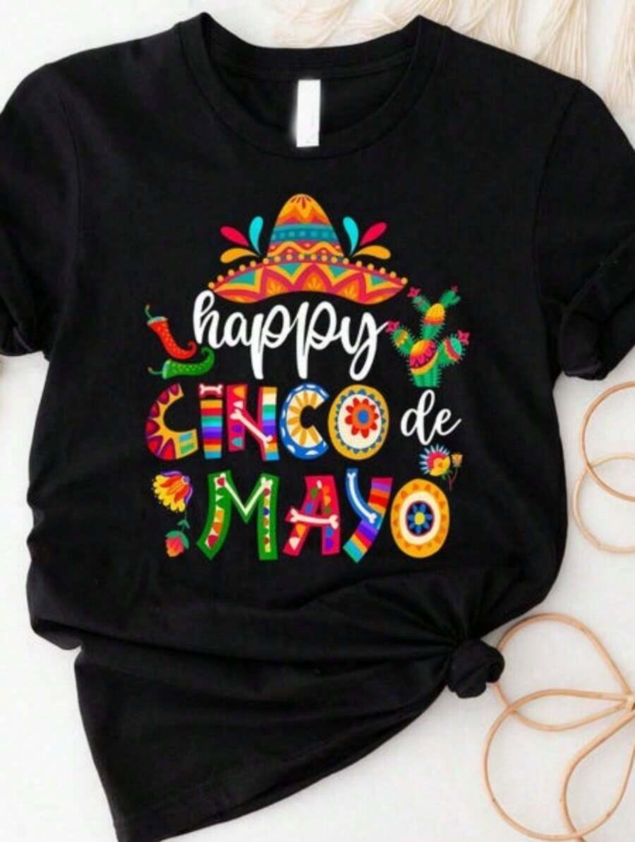 1 Cinco De Mayo Shirt, Mexican Party Shirt, Mexican Festival Gift, Happy Cinco De Mayo Shirt, Mexican, 180g 100% Cotton - 黑色 - 查看 1