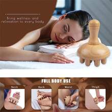 Bộ 4 món massage gỗ sồi, dụng cụ Gua Sha massage mặt và đầu, bộ dụng cụ massage, massage đầu, gậy massage làm đẹp, dụng cụ cạo cơ thể, dụng cụ thư giãn cơ bắp, massage lưng, massage xương bả vai, massage cổ, massage toàn thân, massage chân, massage vai, dụng cụ massage vai và cổ, quà tặng ngày lễ - Màu be - Xem 10