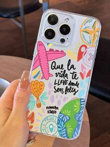 1pc Graffiti Airplane Travel Pattern Phone Case, Suitable For IPhone XR 11 12 13 14 15Plus 16Pro Max 17Air Max Series, Suitable As A Gift For Friends And Family - Multicolor - View 4