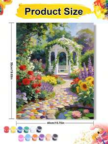 40x50cm/16x20in 彩色花園亭子小徑花卉風景 DIY 數位油畫手工藝 成人居家裝飾節日禮物 - 40*50厘米 - 查看 8