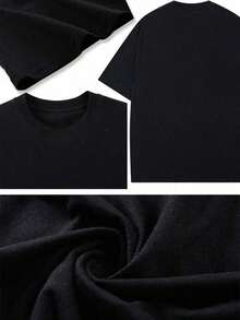 Male The Dog Father Pattern Spring/Summer Autumn Casual Round Neck Short T Sleeve - Black - View 3