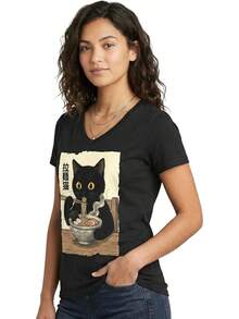 Camiseta Divertida de Gato para Mujeres, Hombres y Niños, Regalos para Amantes de Gatos, Camisetas con Memes de Gatitos - Negro - Ver 2