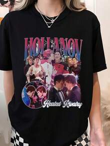 Rolig T-shirt Retrofilm Hudson Williams Connor Storrie Bootleg 90-talsstil T-shirt, Uppvärmd Rivalry Film-Merch, Present till Fan, Bokälskare - 100% Bomull 1 st 180g Lös Passform, Lämplig för Dagliga Sammankomster - Svart - Visa 7