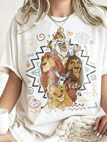 Disney Cartoon Red Lion Beauty Beast Printed T-Shirt, Suitable For Daily Wear, Easy To Wear In Summer, Micro-Elastic, Soft Round Neck Casual Daily Shirt, Round Neck Summer Sweatshirt, Both Men And Women, Loose Version, Holiday Gifts.--Disneys Disneyland Paris The Magic Kingdom Disneyesque The House Of Mouse Mickey Mouse Empire Modest Summer Outfits Take That T Shirt Summer Coord Tops For Women Summer Summer Clothes Women Summer Clothes Summer Tops Summer Tops Women Summer Co Ord Summer Top Summer Outfits White Top Black Top Holiday Outfits For Women  Tops For Women Summer Holiday Gifts Valentine's Day Gifts Earth Day Gifts Oktoberfest Gifts Summer Bank Holiday Gifts--Disneys Disneyland Paris The Magic Kingdom Disneyesque The House Of Mouse Mickey Mouse Empire Modest Summer Outfits Take That T Shirt Summer Coord Tops For Women Summer Summer Clothes Women Summer Clothes Summer Tops Summer Tops Women Summer Co Ord Summer Top Summer Outfits White Top Black Top Holiday Outfits For Wom - 白色 - 查看 1