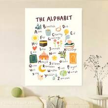 Enmarcado 1 lienzo enmarcado con tabla de vocabulario islámico del alfabeto, decoración colorida y educativa para la habitación de los niños o el aula, incluye letras y frases en árabe, ideal para el aprendizaje temprano y la educación islámica, y para la decoración del hogar islámica. - Enmarcado - Ver 2