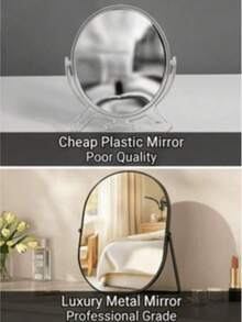 Metal Frame Makeup Mirror, 90° Adjustable Rotation, Portable Vanity Mirror Suitable For Desk, Bedroom, Office, Dressing Table, Counter - Multicolor - View 6