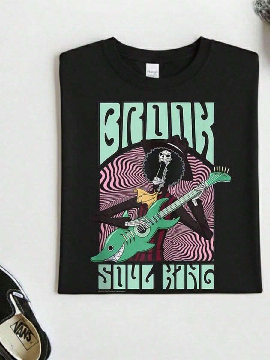 Camiseta King Brook Anime, Camiseta de Concierto de Guitarra King Brook Groovy, Camiseta de Regalo Anime - Negro - Ver 1