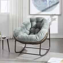 Mecedora de ratán para exteriores, asiento columpio tapizado con respaldo para entrada principal, sala de estar, patio, jardín. - Verde - Ver 3