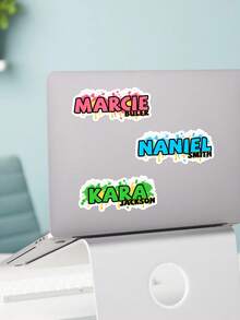 Graffiti Name Stickers: Customizable Text, Waterproof Personalized Sticker Labels. Custom Graffiti Name Stickers: Personalized Die-Cut Vinyl Stickers. - Multicolor - View 3